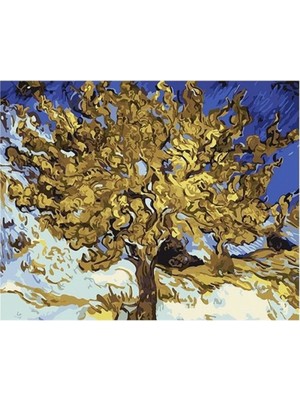 Kanvas Van Gogh Ağaç Sayılarla Boyama Seti  Rulo