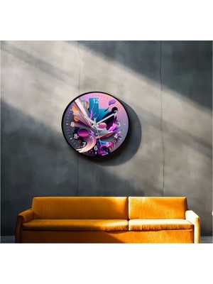 Dekoratif 3D Baskı Geometrik Desen Yuvarlak Duvar Saati -71