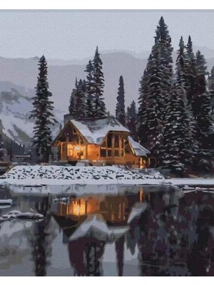 Kanvas Çamların Altındaki Kışlık Sayılarla Boyama Setirulo