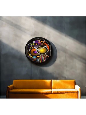 Dekoratif 3D Baskı Geometrik Desen Yuvarlak Duvar Saati -37