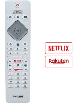 Ambılıght Netflı x -Rakuten Tuşlu Beyaz LCD LED Tv Kumanda