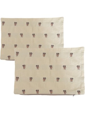 Ham Keten 43X43 Petek Dokulu Kırlent Kılıfı