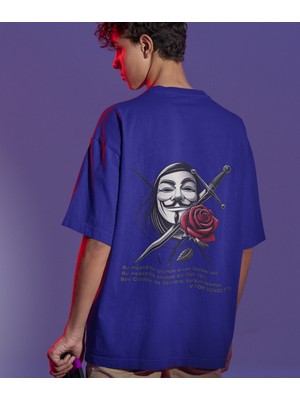 Terzili Giyin V For Vendetta Baskılı Oversize Erkek Tişört