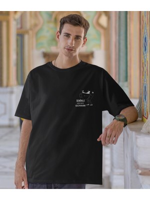 Terzili Giyin Seninle Kahve Içmeye Geliyorum Baskılı Oversize  Tişört