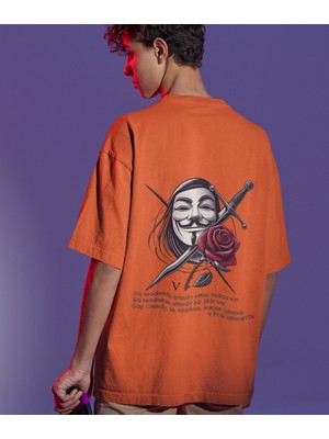 Terzili Giyin V For Vendetta Baskılı Oversize Erkek Tişört