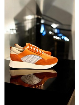 Oranj  Deri File Detay Spor Ayakkabı