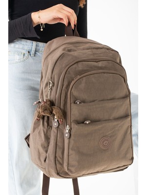 Duomino Krinkıl Suya Dayanıklı Büyük Boy Vizon Klinkır Sırt Çantası Seyahat Okul Çanta 15,6 Lise