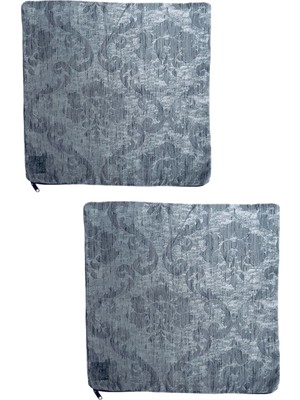 Gri Ipek Damask Desen 43X43 Handmade Kırlent Kılı