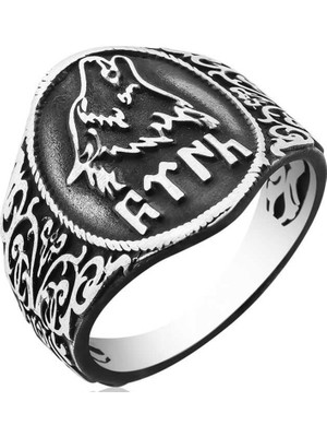 Modasilvers 925 Ayar Gümüş Göktürk Bozkurt Erkek Yüzük