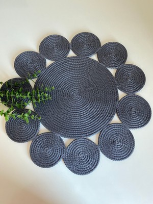 Elçiçek Home Papatya Runner,masa Örtüsü ,decor 50*50 cm  (Antrasit)