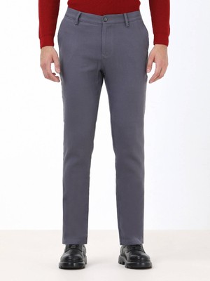 Antrasit Dokuma Slim Fit Casual Pamuk Karışımlı Pantolon