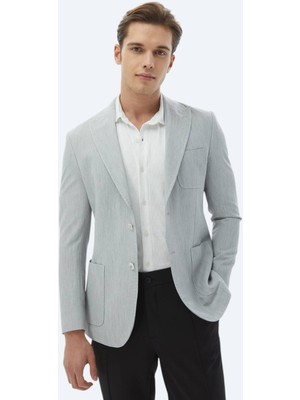 Açık Gri Düz Modern Fit Ceket