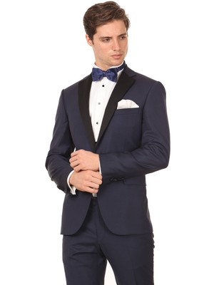 Saks Slim Fit Kelebek Yaka Dokuma Smokin Takım Elbise