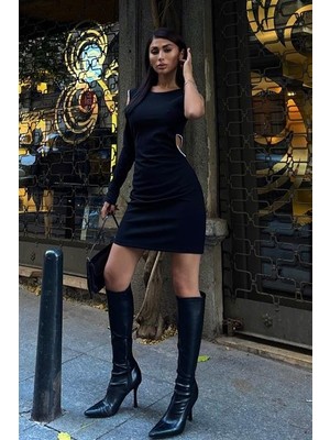 Amara Boutique Adore Tek Kol Taş Detay Elbise 2684-8