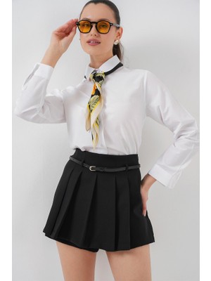 Amara Boutique Pileli Mini Şort Etek 5336 - Siyah