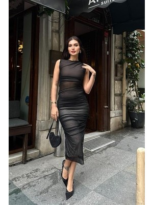 Amara Boutique Cindy Transparan Tül Elbise 2683-8