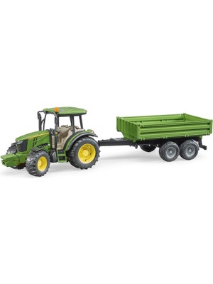 Bruder John Deere 5115M Traktör Ve Römork - BR02108 Detaylı Oyuncak Araç 58.5x12.7x16 cm
