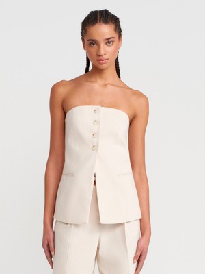 Dilvin 60578 Düğmeli Yelek-Taş