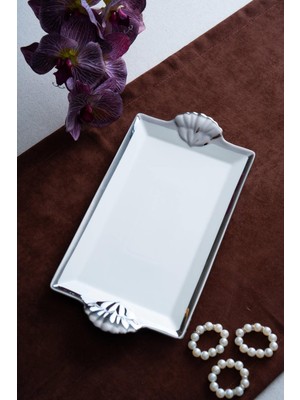 Arven Dikdörtgen Silver Sunum Tepsi - 33 cm
