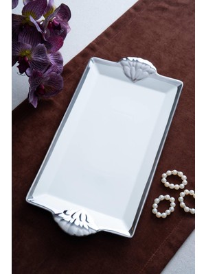 Arven Dikdörtgen Silver Sunum Tepsi - 41 cm