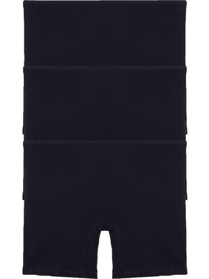 Kadın Paçalı Külot Pamuklu Şort Boxer 3 Lü Paket Siyah