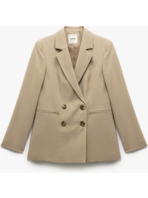 Koton Viskon Kumaş Uzun Kollu Kruvaze Oversize Blazer Ceket