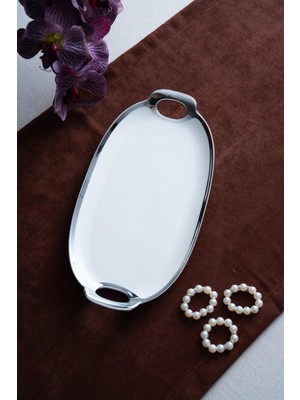 Arven Oval Silver Sunum Tepsisi - 33 cm
