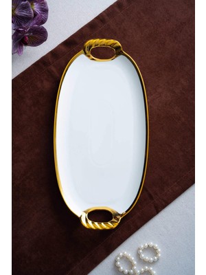 Arven Oval Gold Sunum Tepsisi - 41 cm