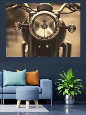 Klasik Motosiklet Farı Dekoratif Kanvas - Mdf Ahşap Tablo