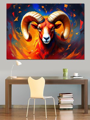 Parlayan Koç Portresi Dekoratif Kanvas - Mdf Ahşap Tablo