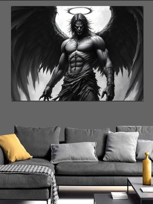 Kanatlı Kaslı Melek Dekoratif Kanvas - Mdf Ahşap Tablo