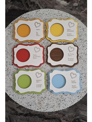 Erdizden 6 Parça Lazer Kesim Ahşap Fincan ve Bardak Altlığı