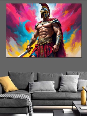 Zırhlı Savaşçı Asker Dekoratif Kanvas - Mdf Ahşap Tablo