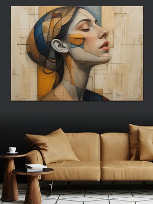 Soyut Portreli Kadın Dekoratif Kanvas - Mdf Ahşap Tablo