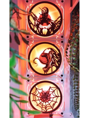 Caseybox Spiderman-Venom
 120X120 mm Beyaz Çerçeveli Pc Masaüstü Bilgisayar Üçlü Fan Kapağı