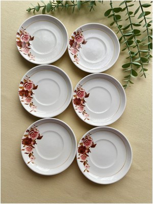 Venüs Home Gülpembe 6 Adet Çay Tabağı