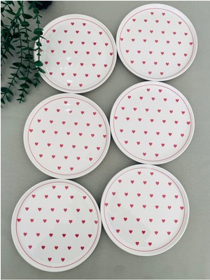 Love 6 Adet Kırmızı Kalp 20 cm Pasta/servis Tabağı