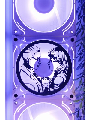 Caseybox Jinx-Ekko
 120X120 mm Beyaz Çerçeveli Oyun Pc Aksesuarı, Masaüstü Bilgisayar Fan Kapağı