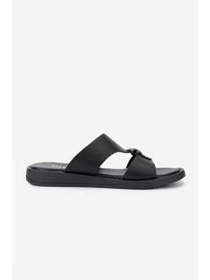 Valmenti Kadın  Deri Siyah Floter Düz Terlik 539 100 Bn Trlk Y25 Sıyah Fltr