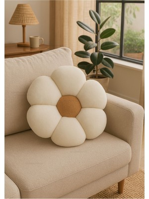 Peluş Papatya Dekoratif Yastık Kırlent Minder - Ithal Kumaş - Antialerjik