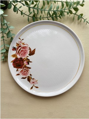 Venüs Home Gülpembe 25 cm Büyük Servis Tabağı