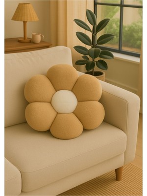 Peluş Papatya Dekoratif Yastık Kırlent Minder - Ithal Kumaş - Antialerjik