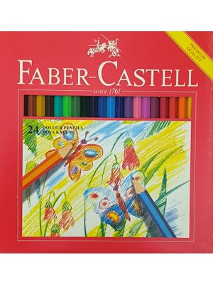 Faber-Castell 24 Renk Kuru Boya Seti Tam Boy Karışık Renkli Kalemler Almanya Menşeli
