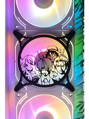 Caseybox One Piece
 120X120 mm Siyah Çerçeveli Oyun Pc Aksesuarı, Masaüstü Bilgisayar Fan Kapağı