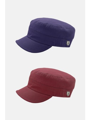 Külah Erkek Fidel Castro Şapka 2li Kep Rozet Detaylı Kasket - Siyah/lacivert