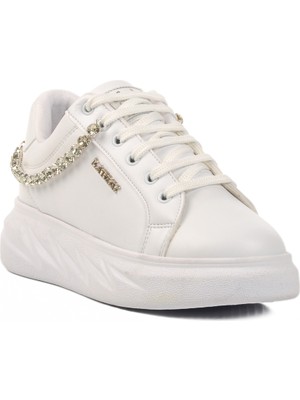 Beyaz Taşlı Kadın Sneaker 7081 Z