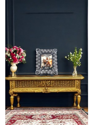 Deniz Kabuğu Desenli Polyester Fotoğraf Çerçevesi