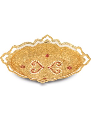 Mineli Payitaht Motif Işlemeli Oval Hurmalık, Çerezlik, Şekerlik, Lokumluk (273-M)