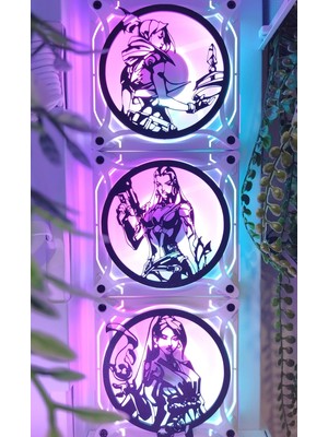 Caseybox Valorant
 120X120 mm Beyaz Çerçeveli Pc Aksesuarı, Masaüstü Bilgisayar Dörtlü Fan Kapağı