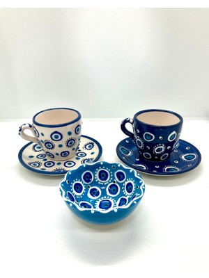 Fi Hediyelik Nazar Boncuklu Türk Kahvesi ve Çerezlikli Sunum Seti